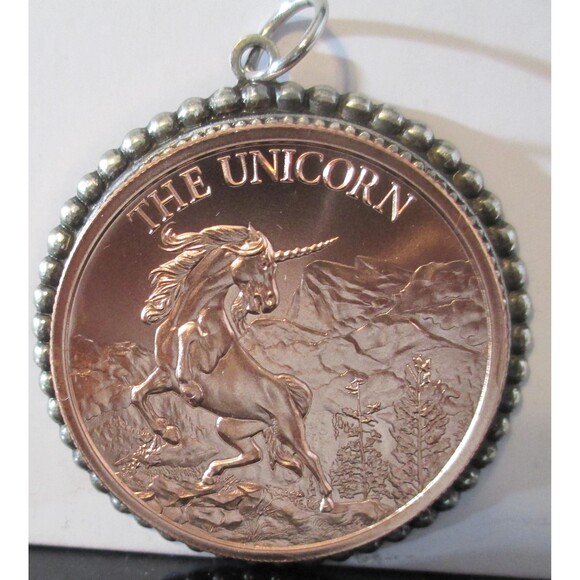 THE UNICORN – 1 AVDP Ounce – Copper – 39MM-Coin/Pendant-high relief - Picture 5 of 8